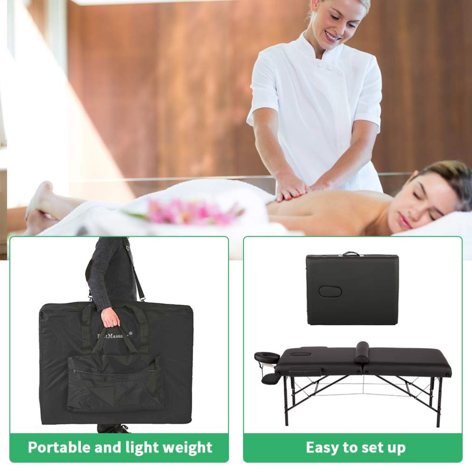 โต๊ะนวดพับได้ 2 ตอน ปรับความสู - W Spa & Wellness บทวิจารณ์และราคา